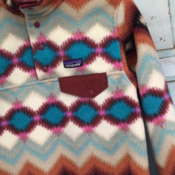 Patagonia Synchilla Fleece Pullover XXS Cinder Red Timber Twist Southwest Print - Picture 3 of 5